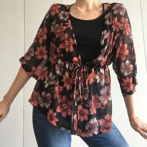 Sheer Floral Kimono